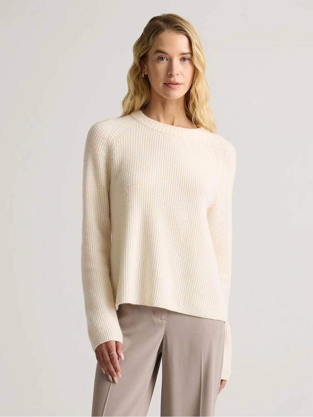 Quince Mongolian Cashmere Fisherman Crewneck Sweater
